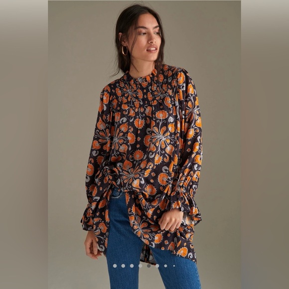 Porridge Darian Tunic Dress in Orange & Navy Long Sleeve Mini Size Medium - Picture 8 of 13